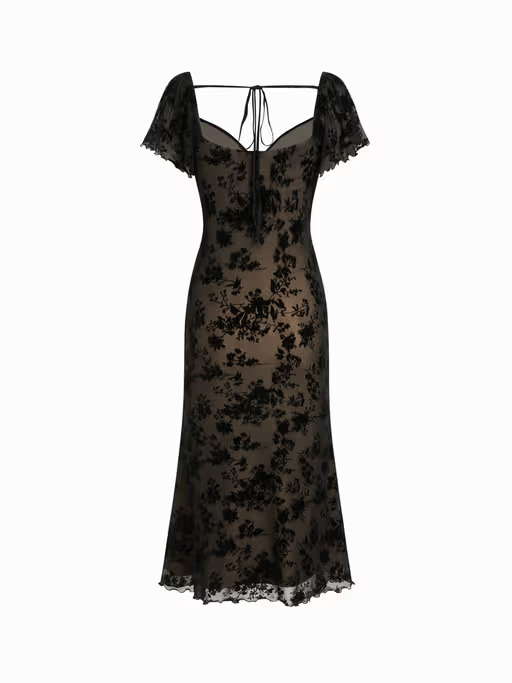 2649b8dCD20260112673561MD-Black_8 Women's Floral Midi Dress - Image 1